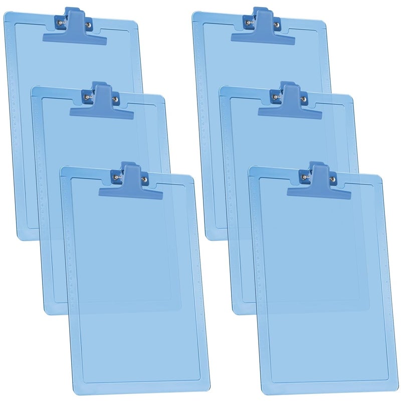 Acrimet Clipboard Letter Size A4 (13 3/8â€ x 9 7/16â€) Premium Metal Clip with Side Rulers (Plastic) (Blue Color) (6 Pack) - Image 1